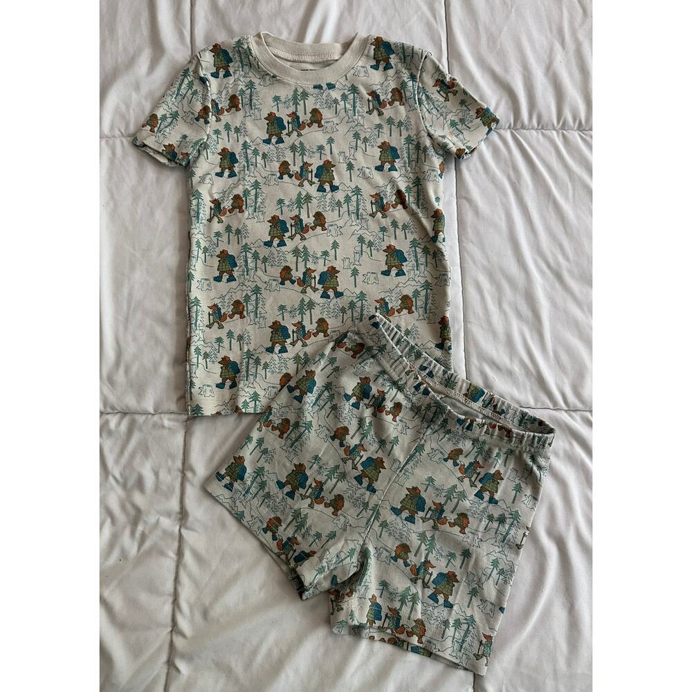 LL Bean Hiking Bears Summer Pajamas Organic Cotton Sz 5-6